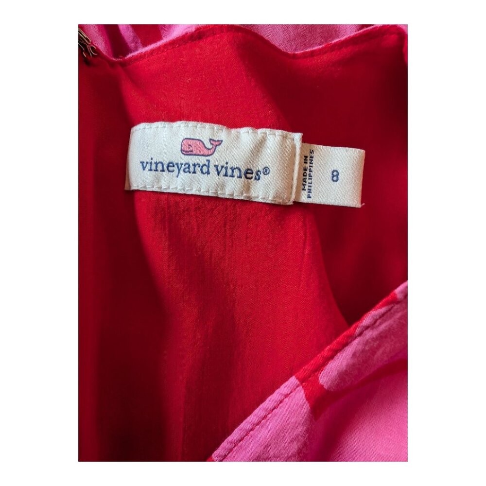 VINEYARD VINES | Tropical Floral Sleeveless Jumpsuit | Cuckoo Red Pink | Size 8 - Picture 6 of 14